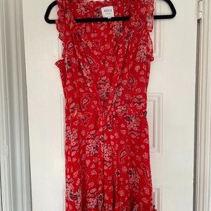 MISA Los Angeles v-neck red paisley floral print midi dress S